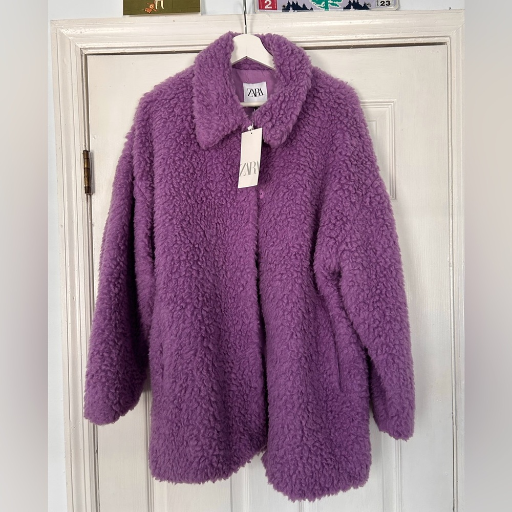 AMAZING Zara Purple Teddy Coat